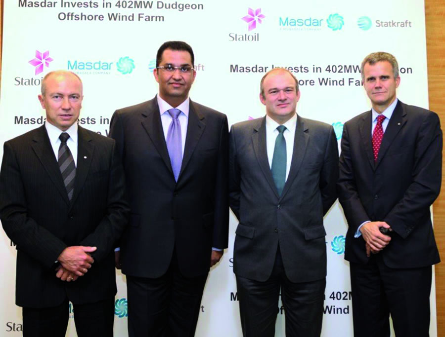 (From Left to Right) - Christian Rynning-Tønnesen, President and CEO of Statkraft; H.E Dr. Sultan Ahmad Al Jaber, Chairman of Masdar; H.E Ed Davey, Secretary of State for Energy and Climate Change, United Kingdom; Helge Lund, CEO of Statoil