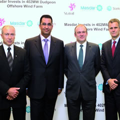 (From Left to Right) - Christian Rynning-Tønnesen, President and CEO of Statkraft; H.E Dr. Sultan Ahmad Al Jaber, 
                Chairman of Masdar; H.E Ed Davey, Secretary of State for Energy and Climate Change, United Kingdom; Helge Lund, CEO of Statoil